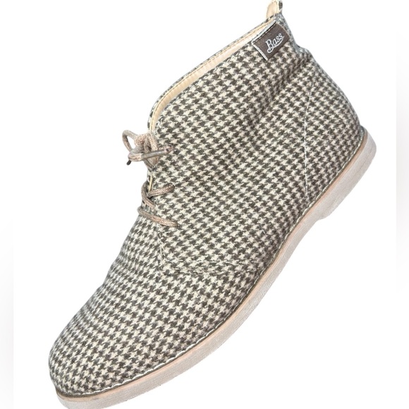 G.H. BASS Elyse Houndstooth Chukka Boots, Brown & Cream Plaid Wool, Women’s 7.5 - Picture 1 of 7
